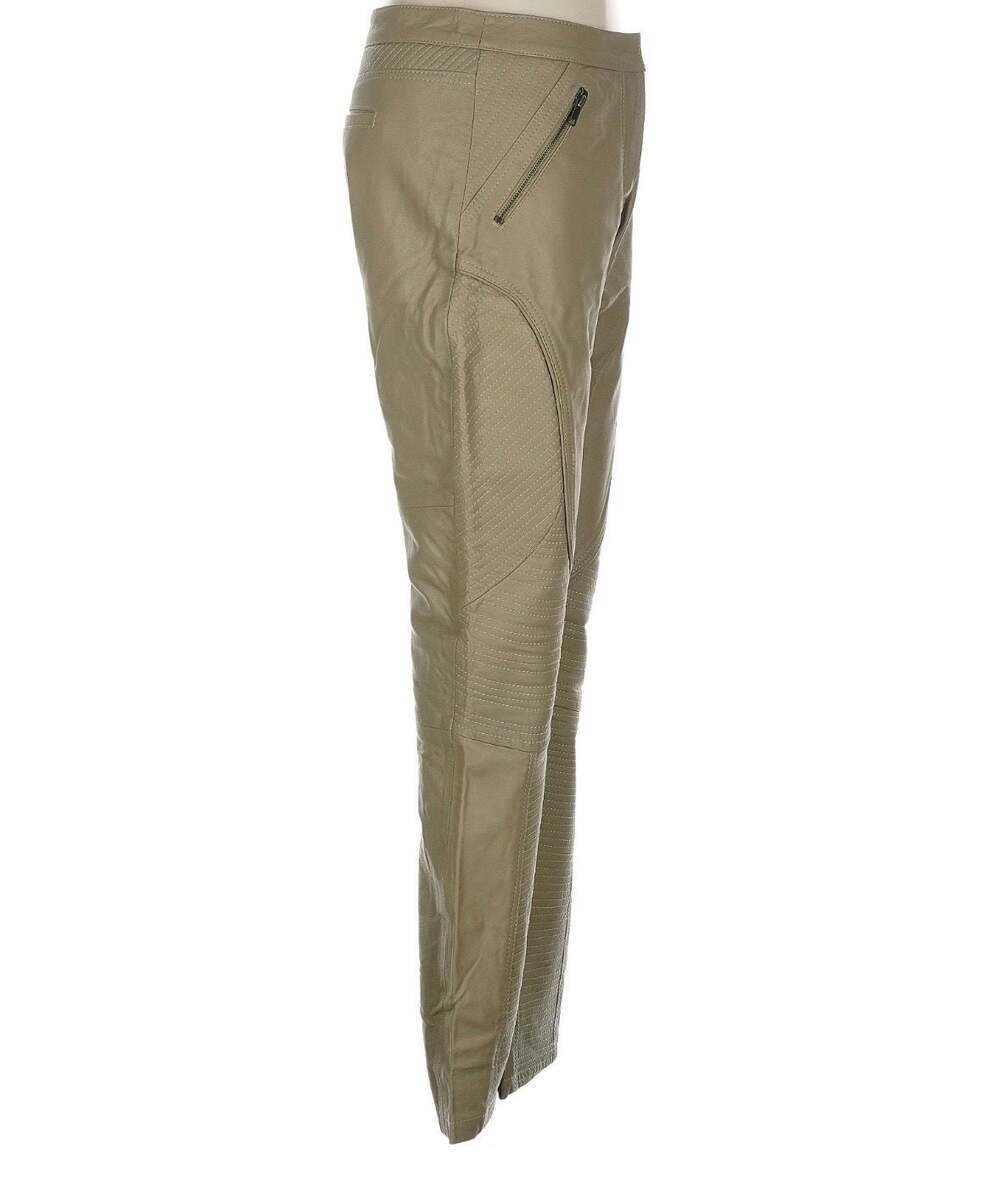 Women Leather Pants\'s Size 6 Slim Leg Moto Biker Streetwear Quilted Stitching - Picture 5 of 8